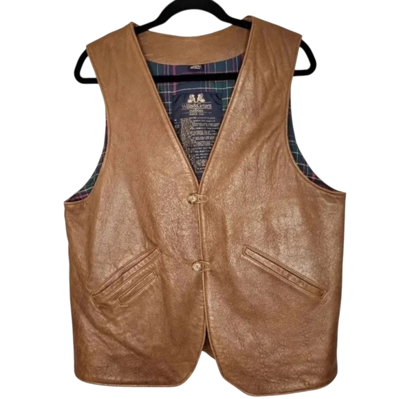 WILLIS & GEIGER Outfitters Men's M Tall Brown leather vest Western Rodeo Cowboy - Picture 1 of 13